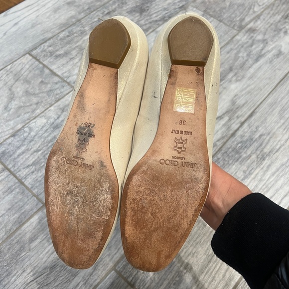 Jimmy Choo Cream Shimmer Ballet Flats - Picture 3 of 3